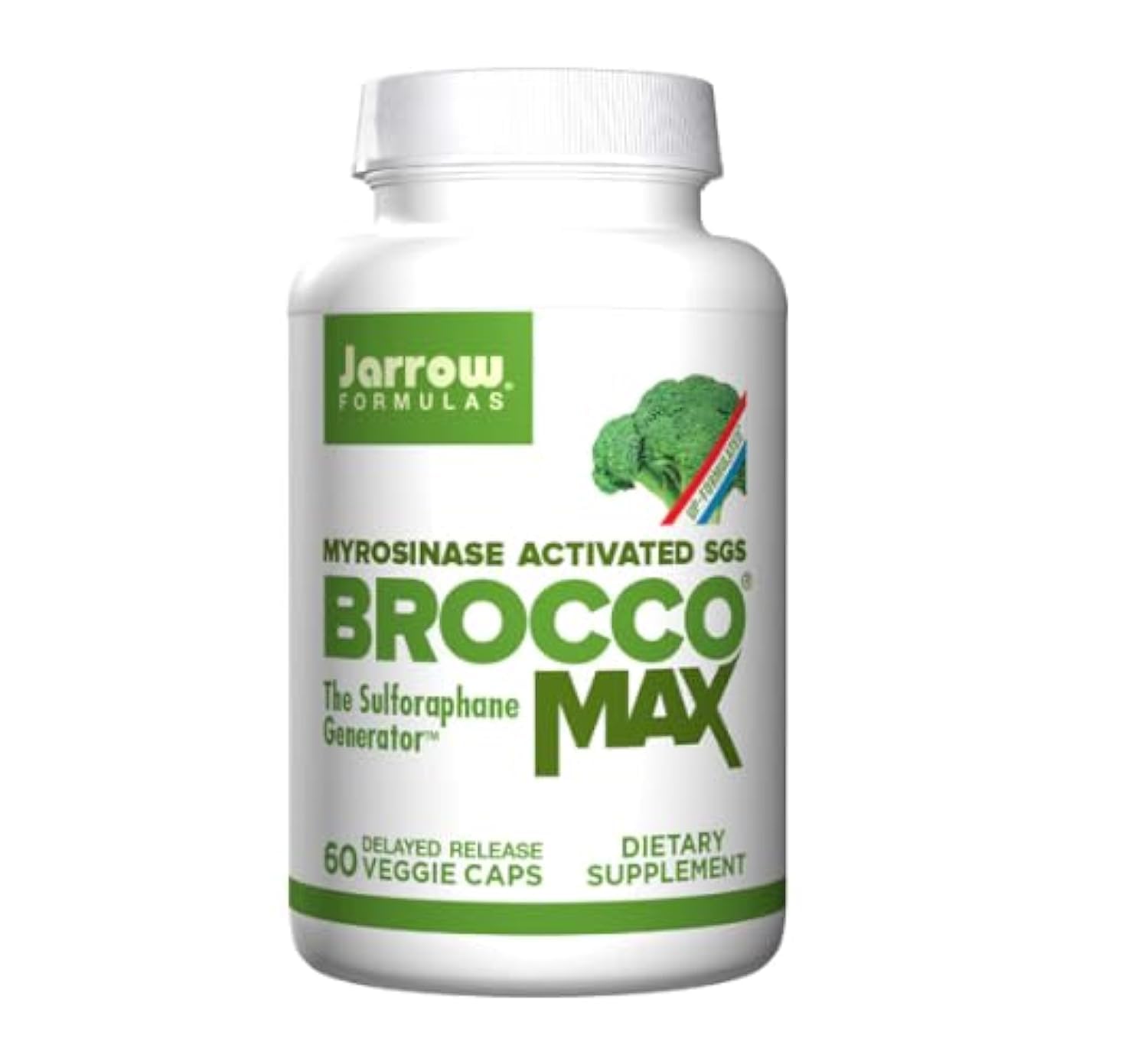 Jarrow BroccoMax bouteille-60capsules pratique pour une prise quotidienne.