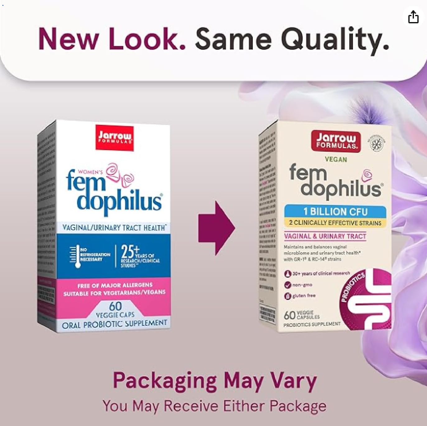 Capsules végétales Fem-Dophilus de Jarrow pour le bien-être intime féminin