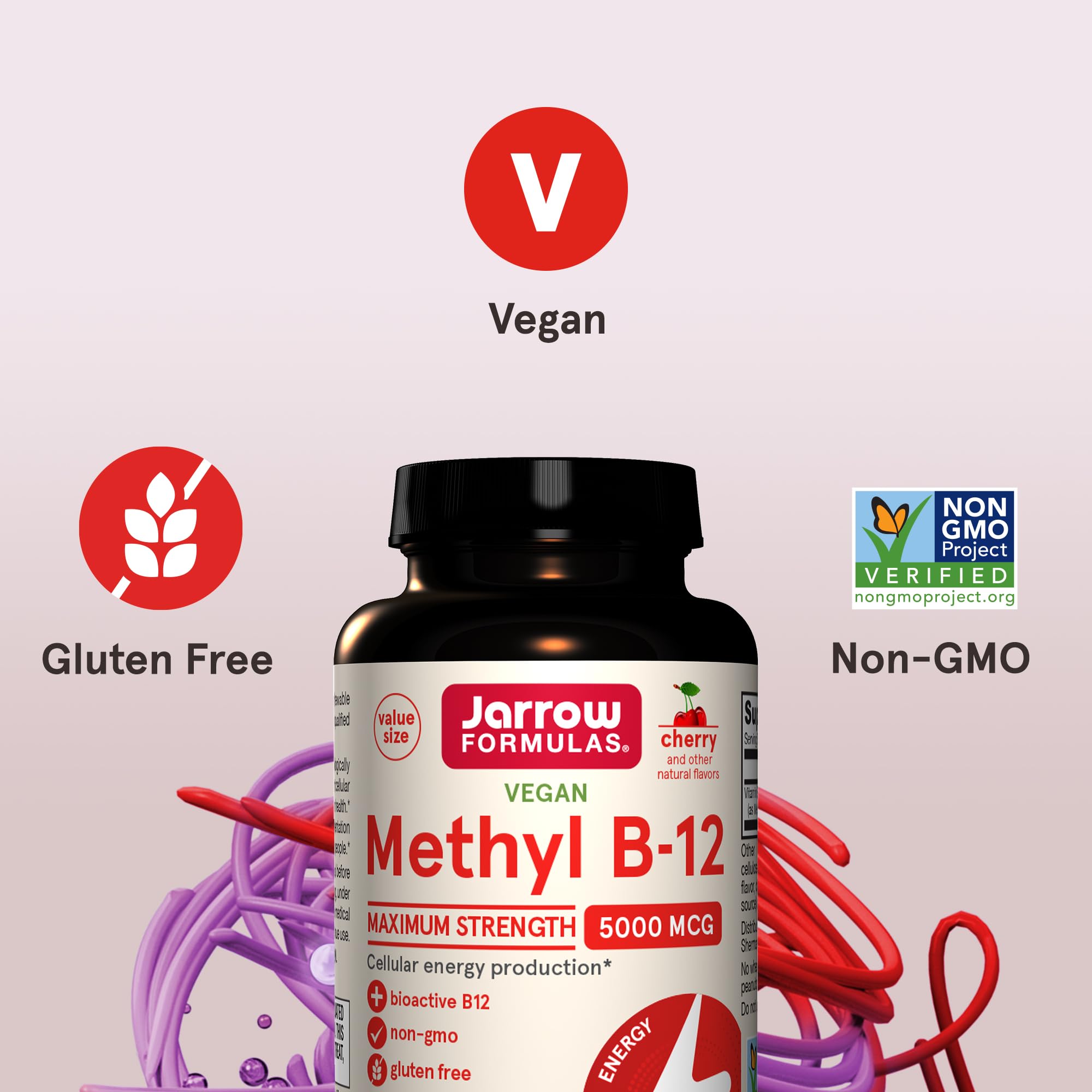 Boîte ouverte Jarrow Formulas B12 cerise — usage pratique.