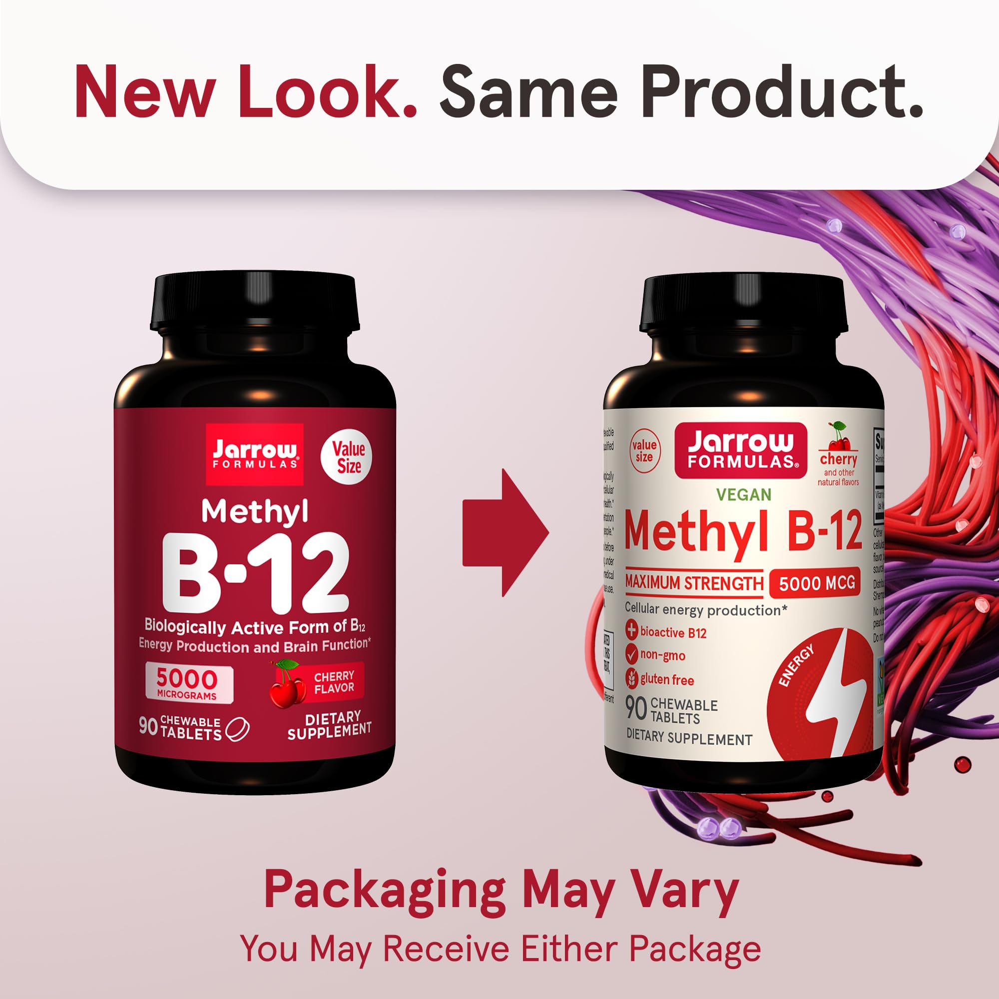 Jarrow Formulas B12 cerise comprimés mâchés, facilité d’utilisation quotidienne.
