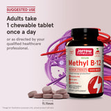 Tablette Jarrow Formulas B12 cerise, face arrière — ingrédients et dosage.