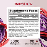 Tablette Jarrow Formulas B12 cerise, face avant, concentration 5000 mcg.
