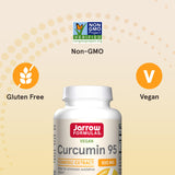 Jarrow Curcumin 95 — emballage sans gluten, adapté aux régimes spéciaux.