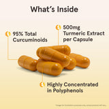 Jarrow Curcumin 95 — étiquette arrière, sans gluten et sans OGM.