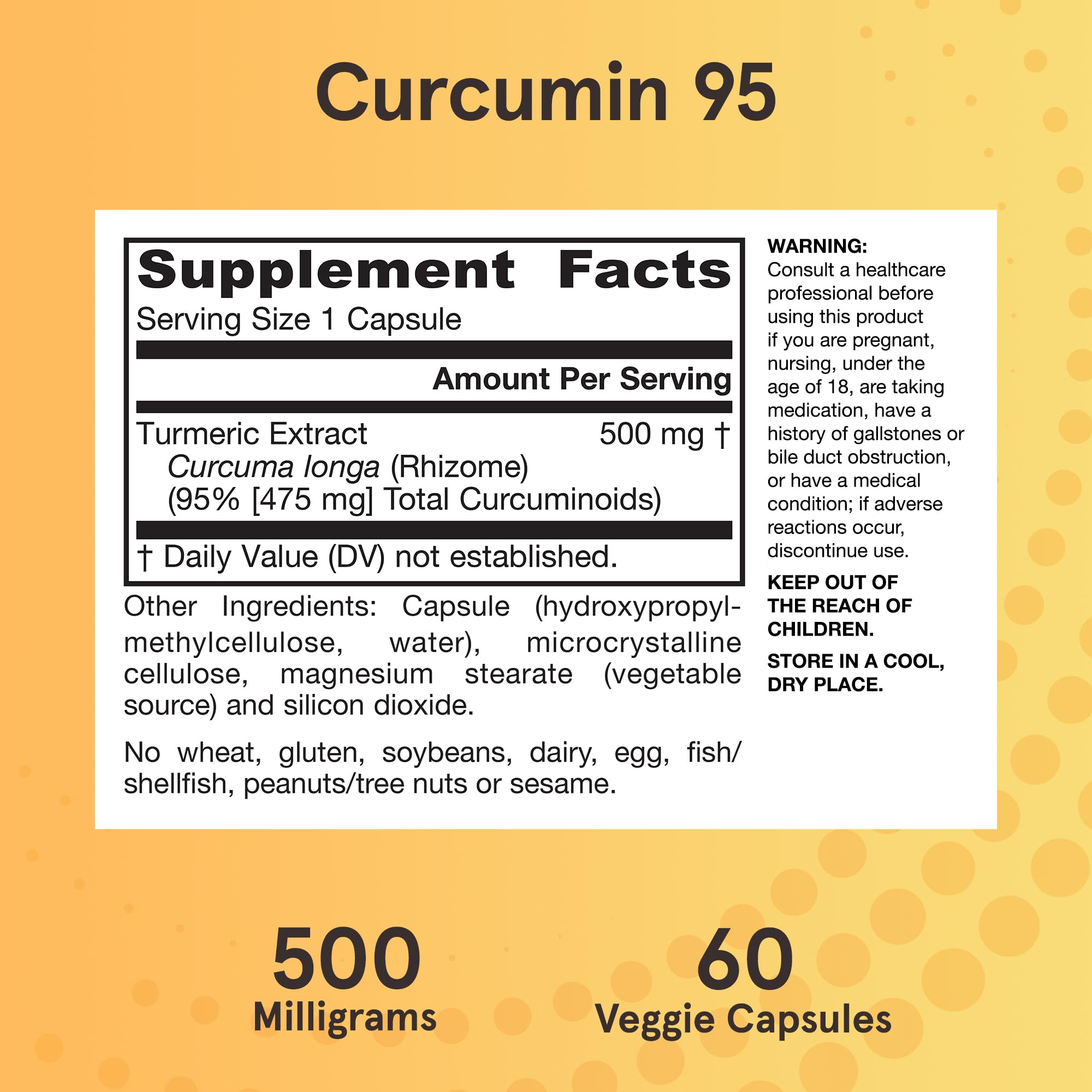 Jarrow Formulas Curcumin 95 — logo sans OGM sur l’emballage.