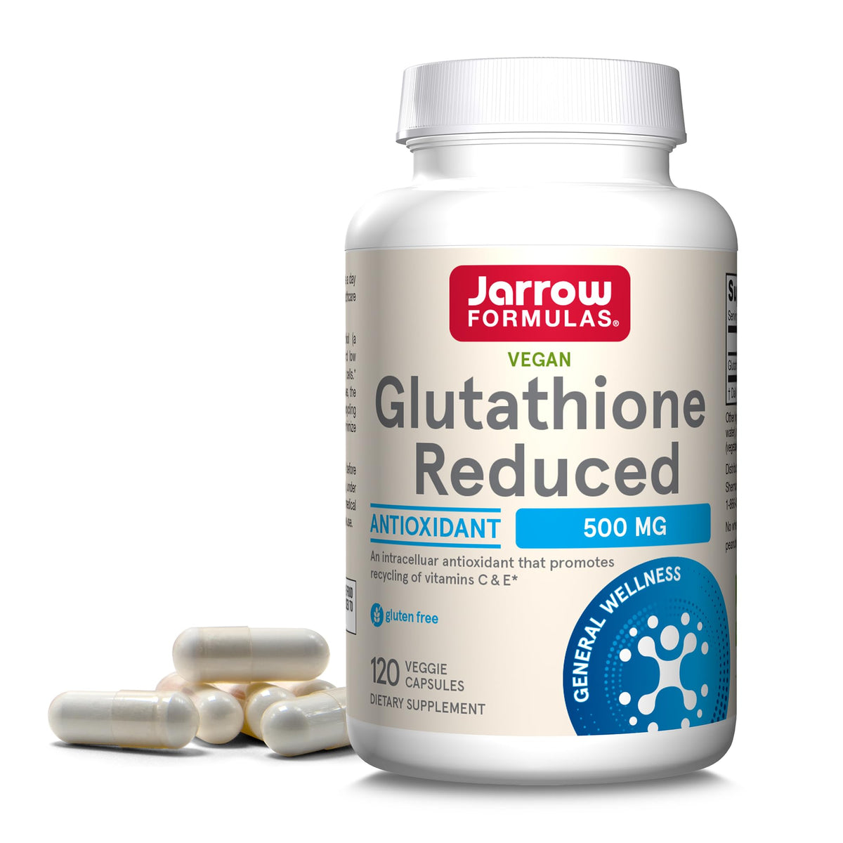 Bouteille Jarrow Formulas Glutathione Réduite; pratique pour la routine quotidienne