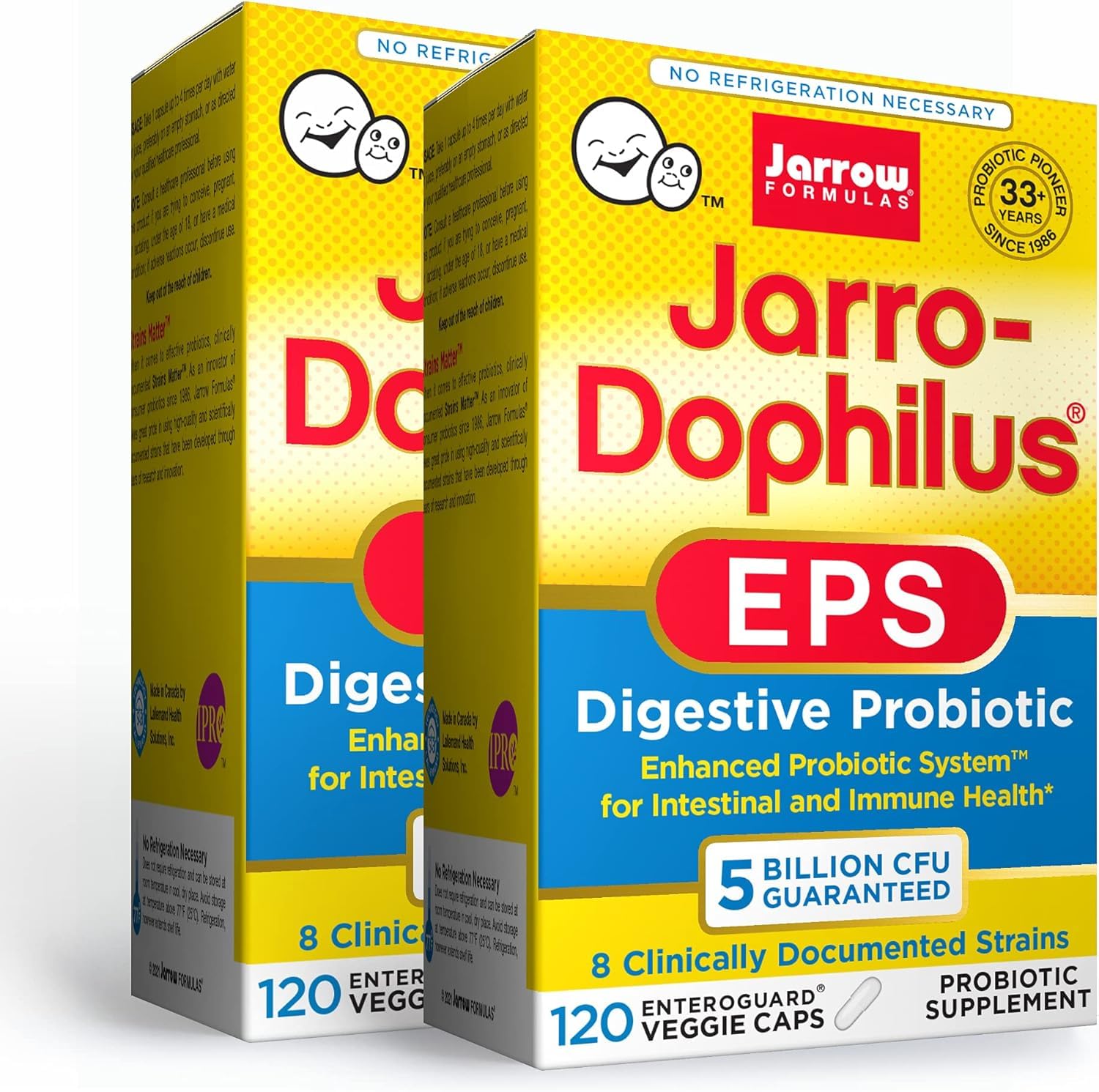 Jarrow Formulas Jarro-Dophilus EPS, bouteille d'encapsules veggie, possible soutien intestinal.