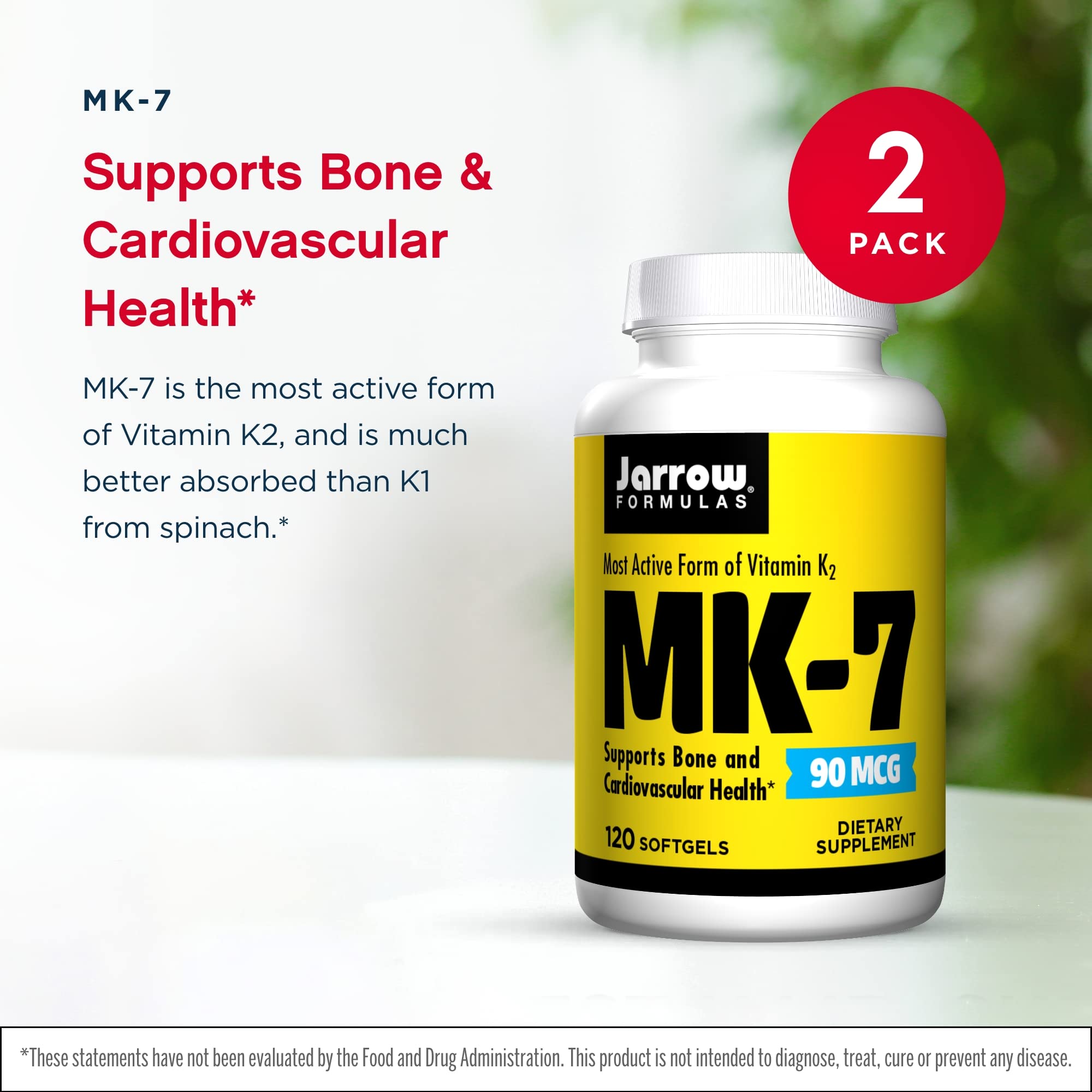 Pack-deux bouteilles Jarrow Formulas MK-7, pratique et économique pour la routine santé.