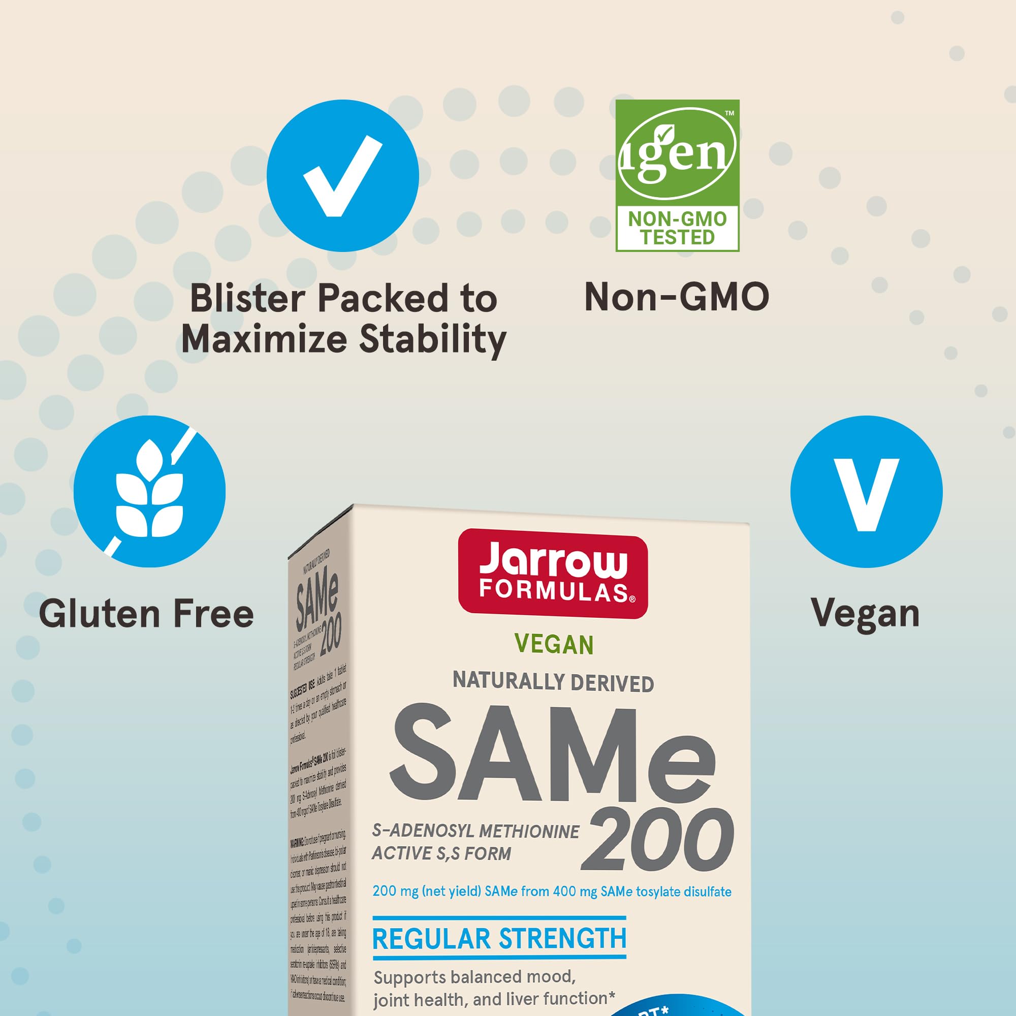 SAMe 200 mg – dosage 200 mg, base stable pour usage quotidien.