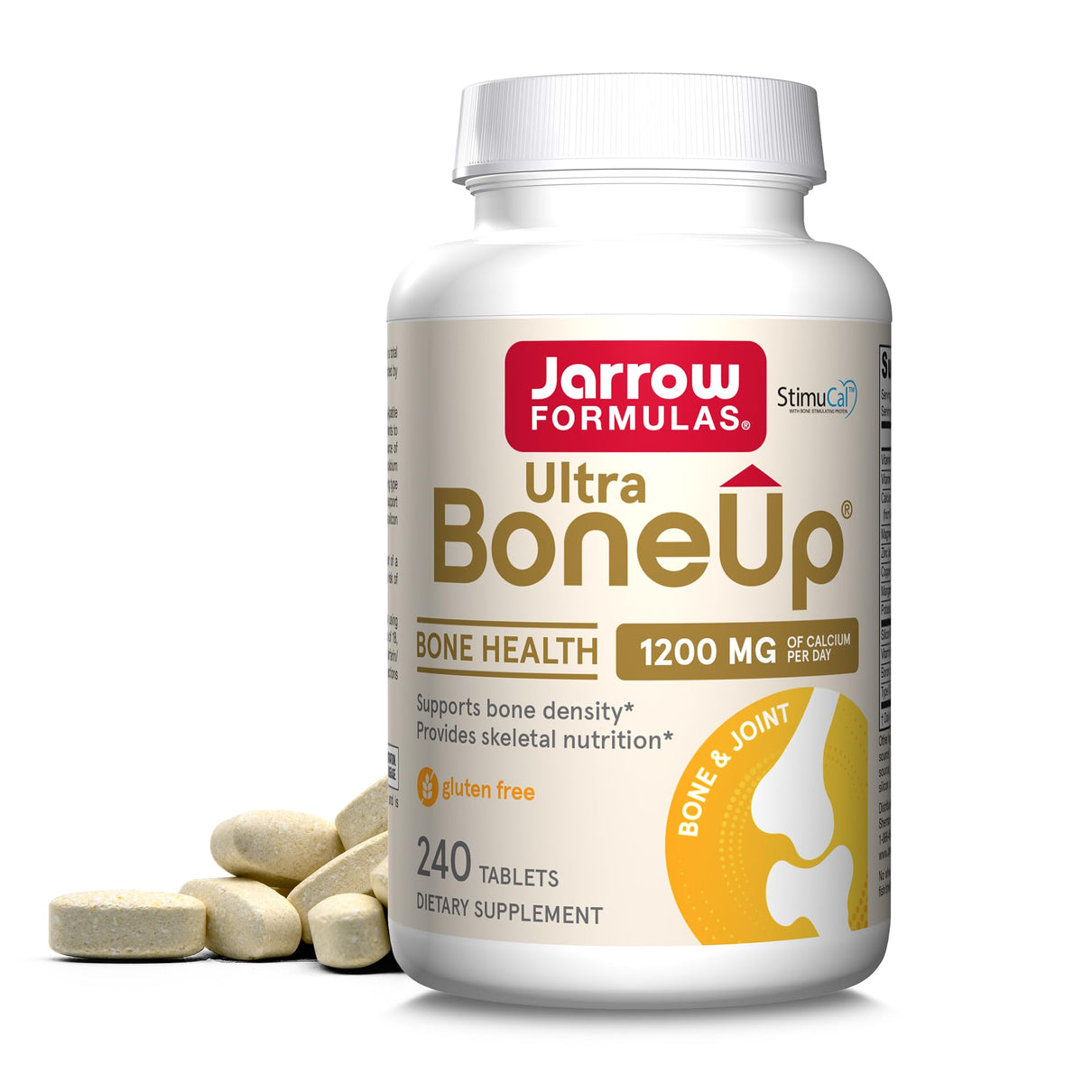 Jarrow Formulas Ultra BoneUp – bouteille de capsules suggérant un soutien potentiel à la densité osseuse.