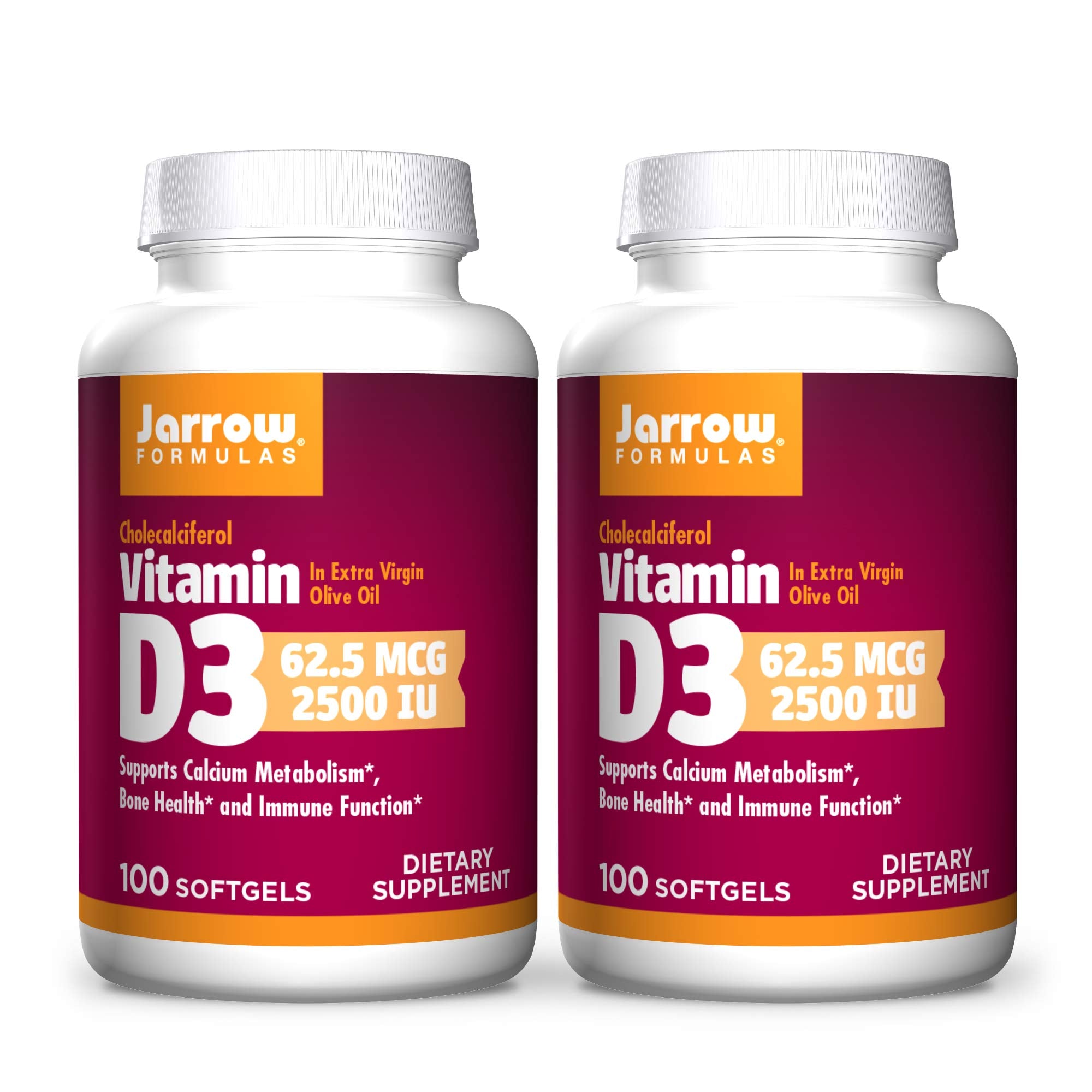Jarrow Formulas Vitamine D3 2500 UI — bouteille softgels, soutien potentiel à la santé osseuse