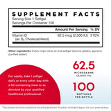 Jarrow Formulas Vitamine D3 2500 UI — étiquette produit, informations claires