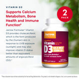 Jarrow Formulas Vitamine D3 2500 UI — softgels dans la main, dosage quotidien pratique