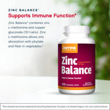 Jarrow Formulas Zinc Balance: étiquette lisible affichant 15 mg par portion et vérification des composants