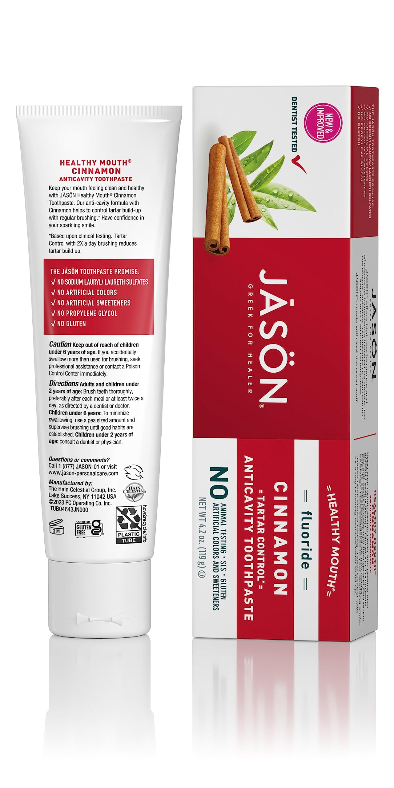 Jason dentifrice pâte sur brosse, application pratique pour une expérience nettoyante efficace.