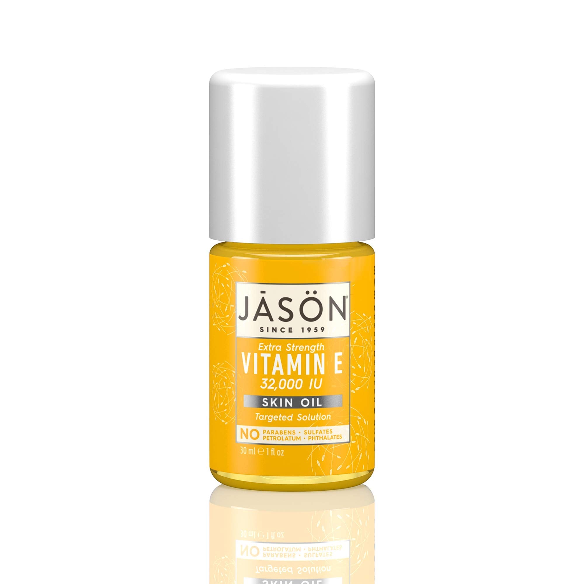 Huile vitamine E JASON, bouteille-visage 30 ml, soin hydratant pour peau douce.