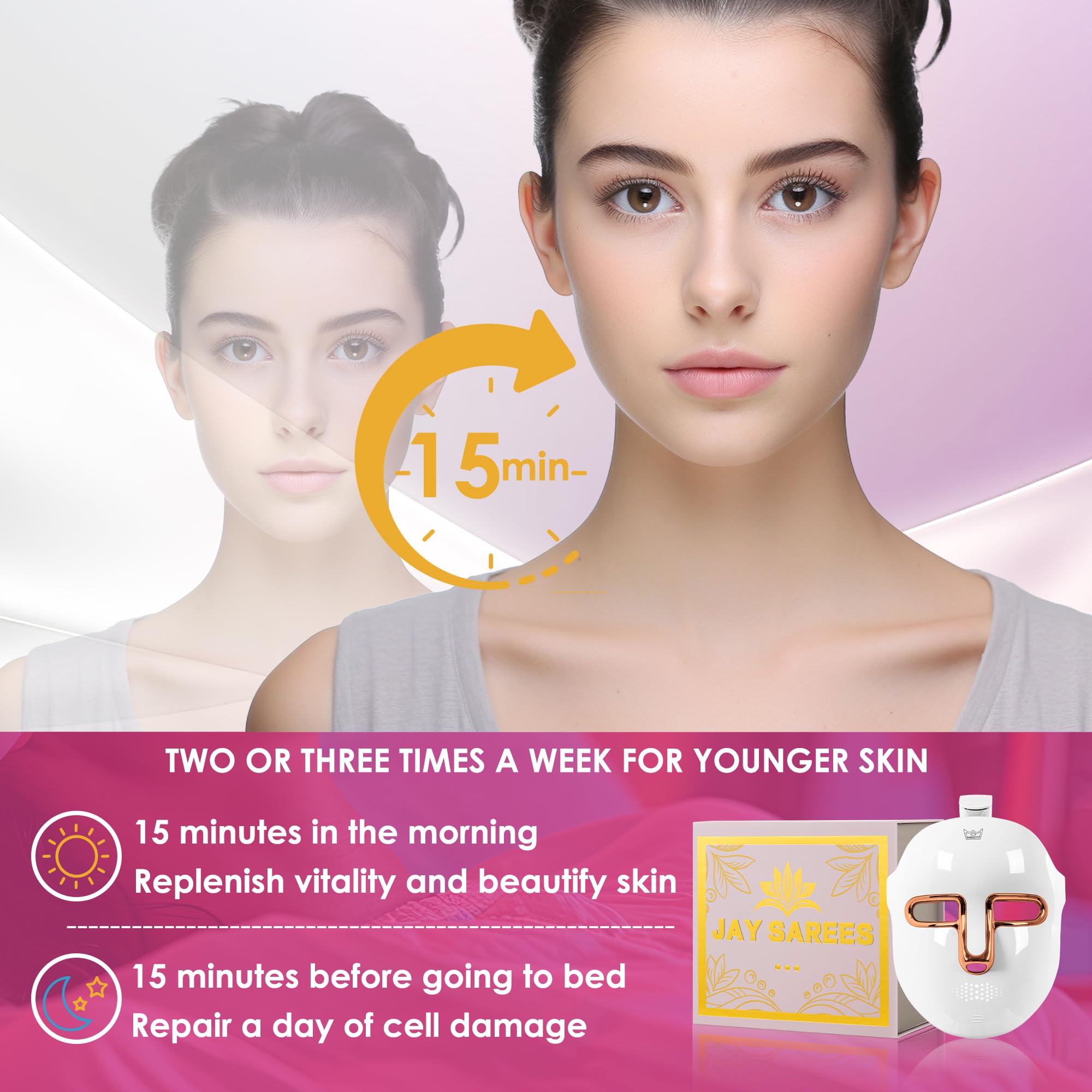 JAY SAREES Masque LED Or: cadeau attentionné et pratique pour vos proches.