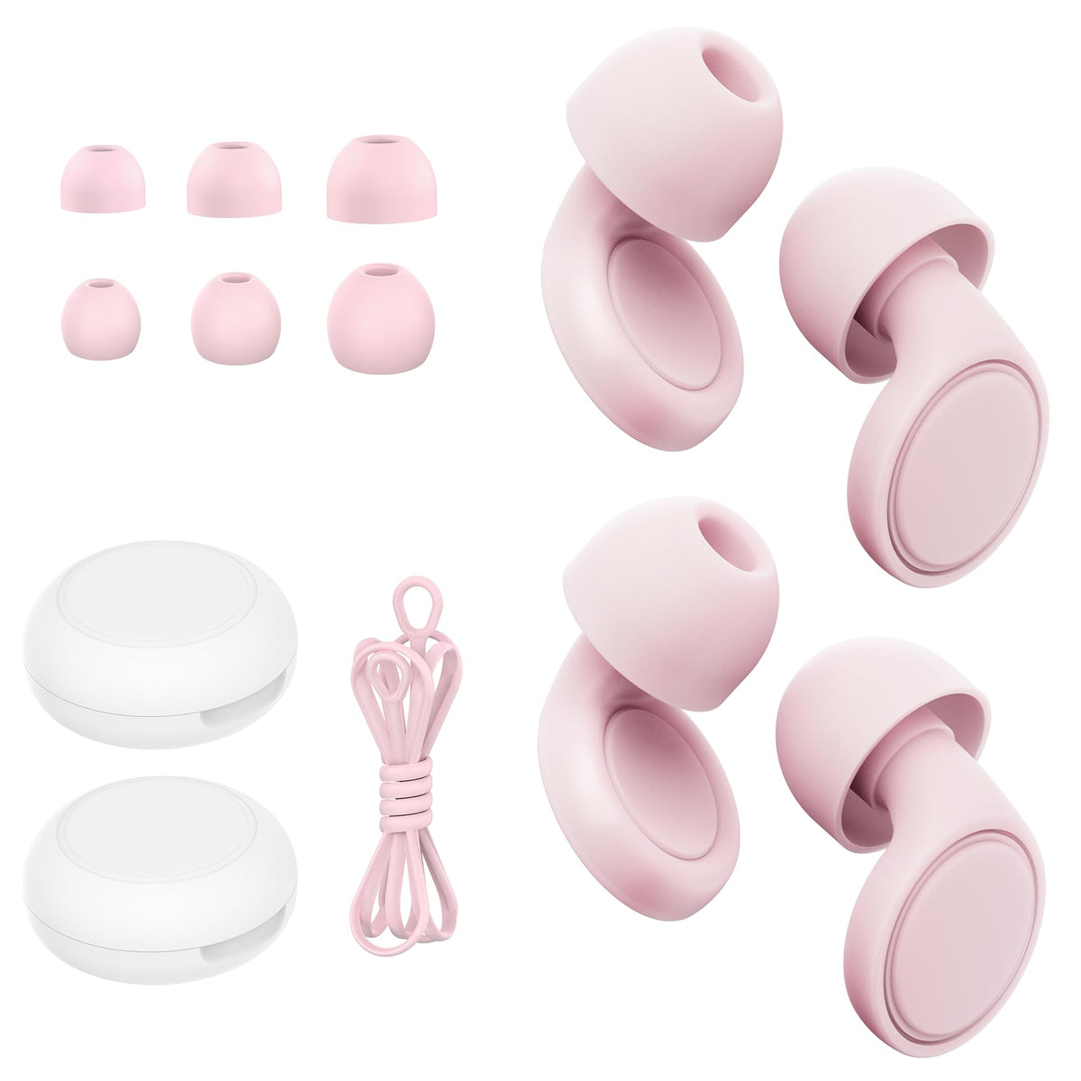 Bouchons Jayine pour dormir en silicone rose, réduction du bruit jusqu’à 25 dB.