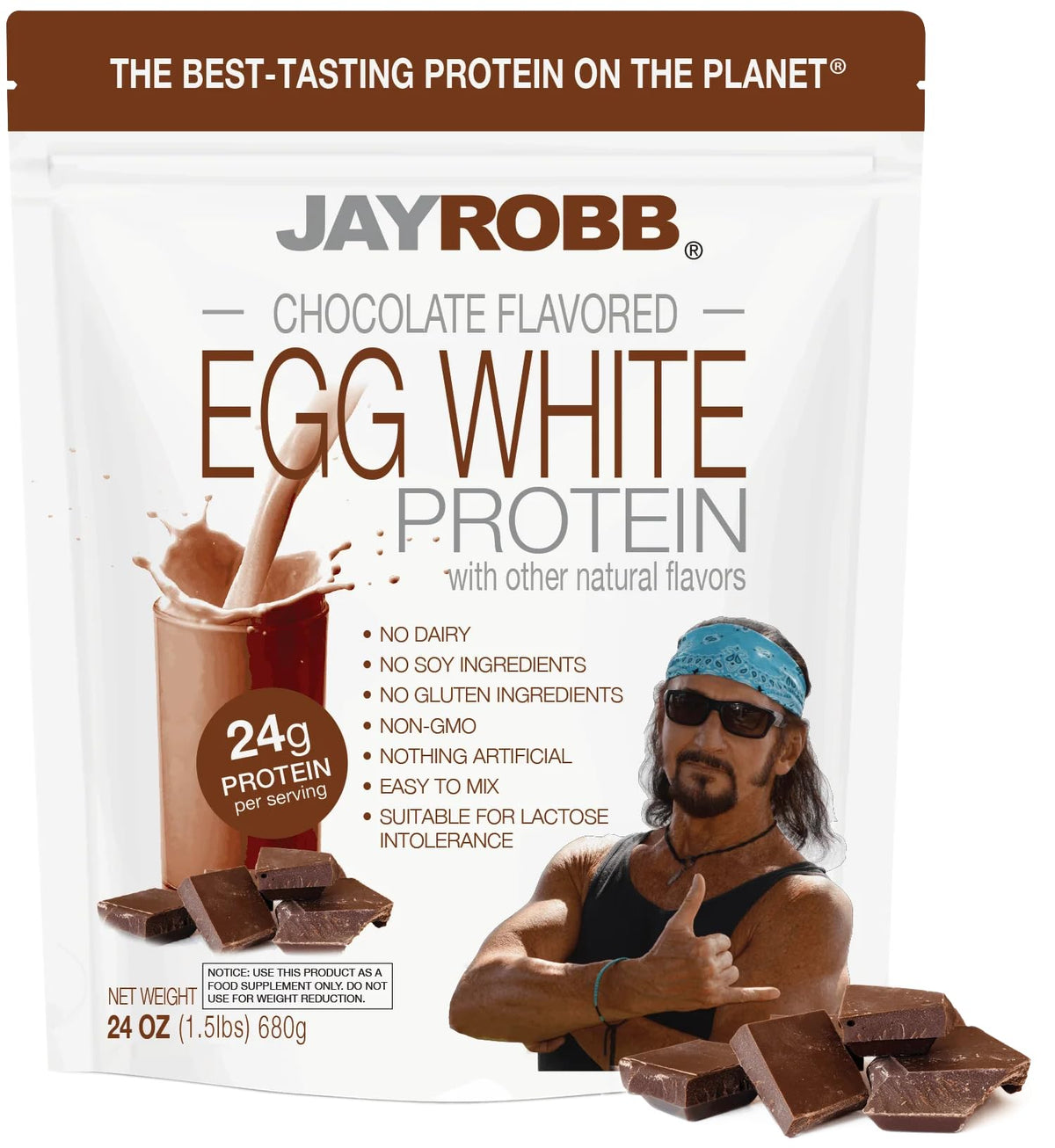 Protéine Jayrobb d’œuf blanc en poudre chocolat, apport élevé en protéines.