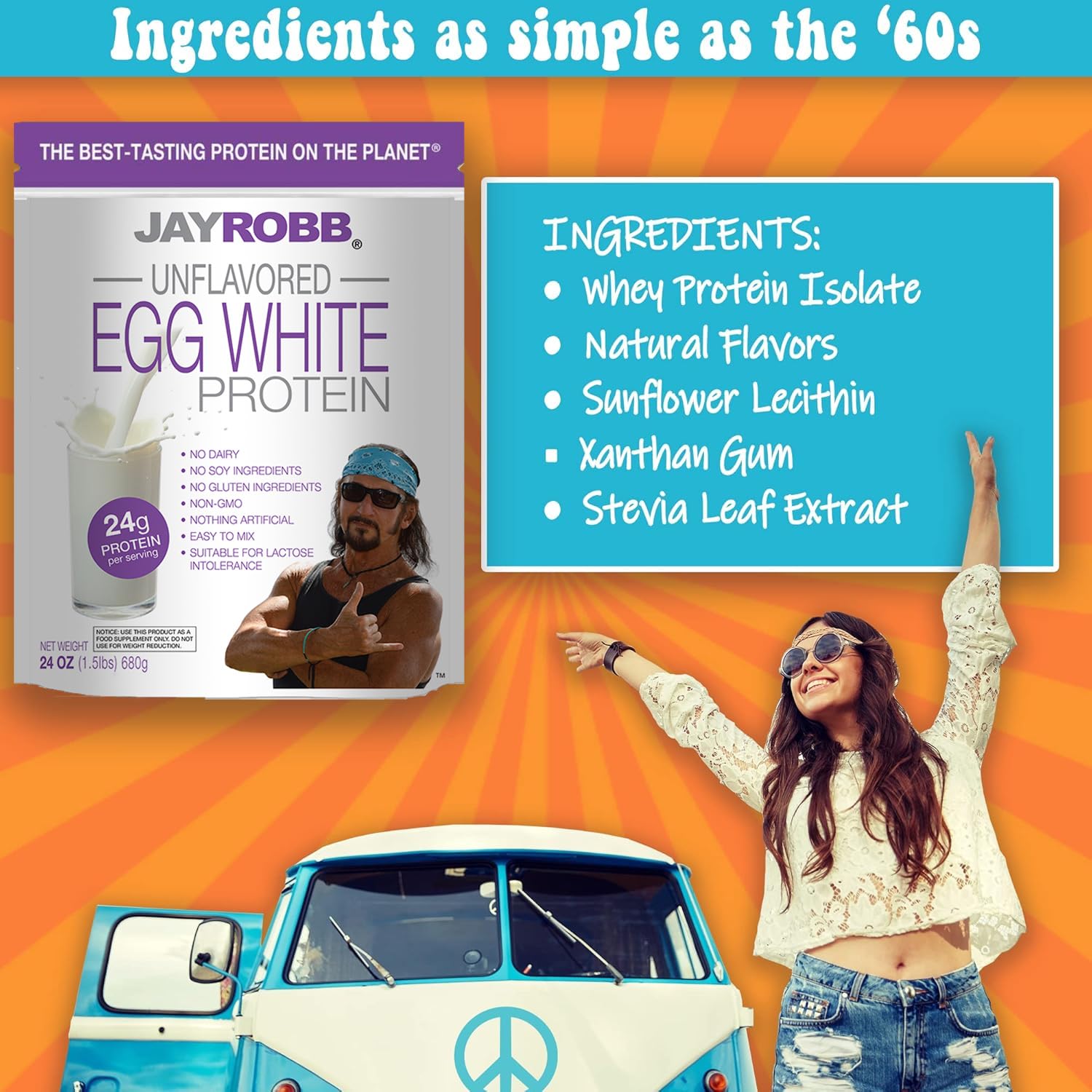 Étiquette nutritionnelle Jay Robb protéine œuf, composition facile à lire