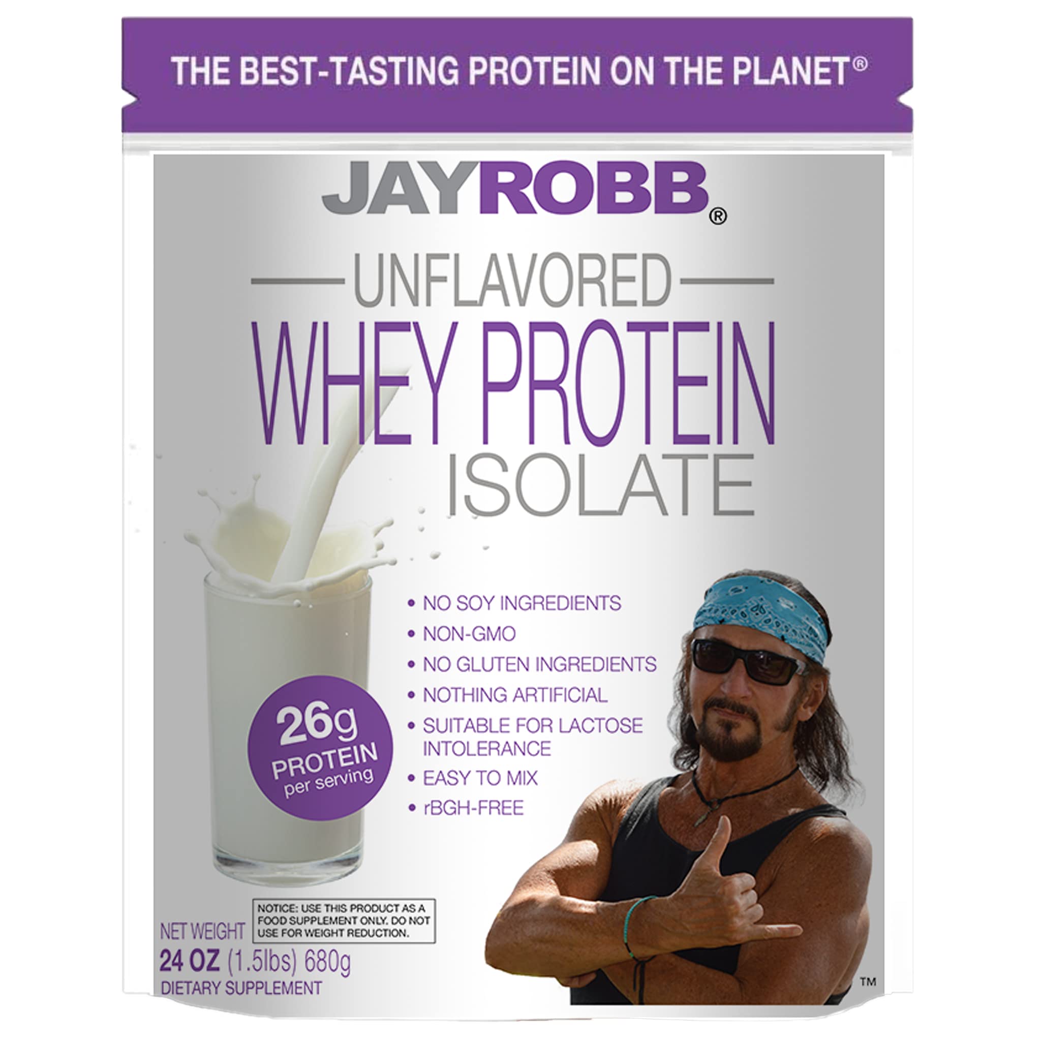 Poudre Jay Robb Whey Isolate, goût neutre, mélange rapide pour shake protéiné.