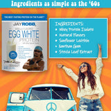 Poudre Jay Robb Vanilla Egg White Protein versée dans un verre