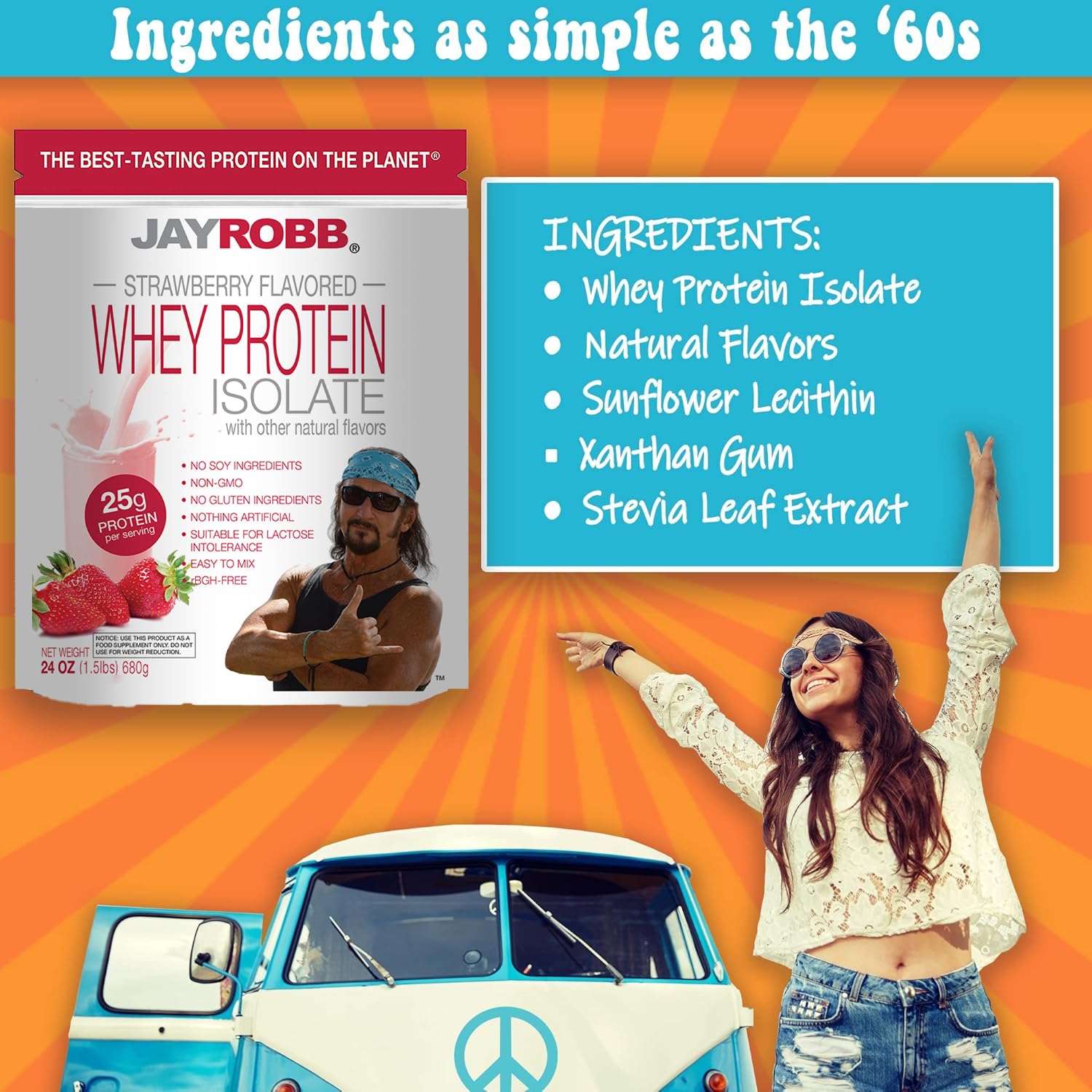 JAYROBB Whey Protein sachet et etiquette lisibles, informations claires sur les ingrédients