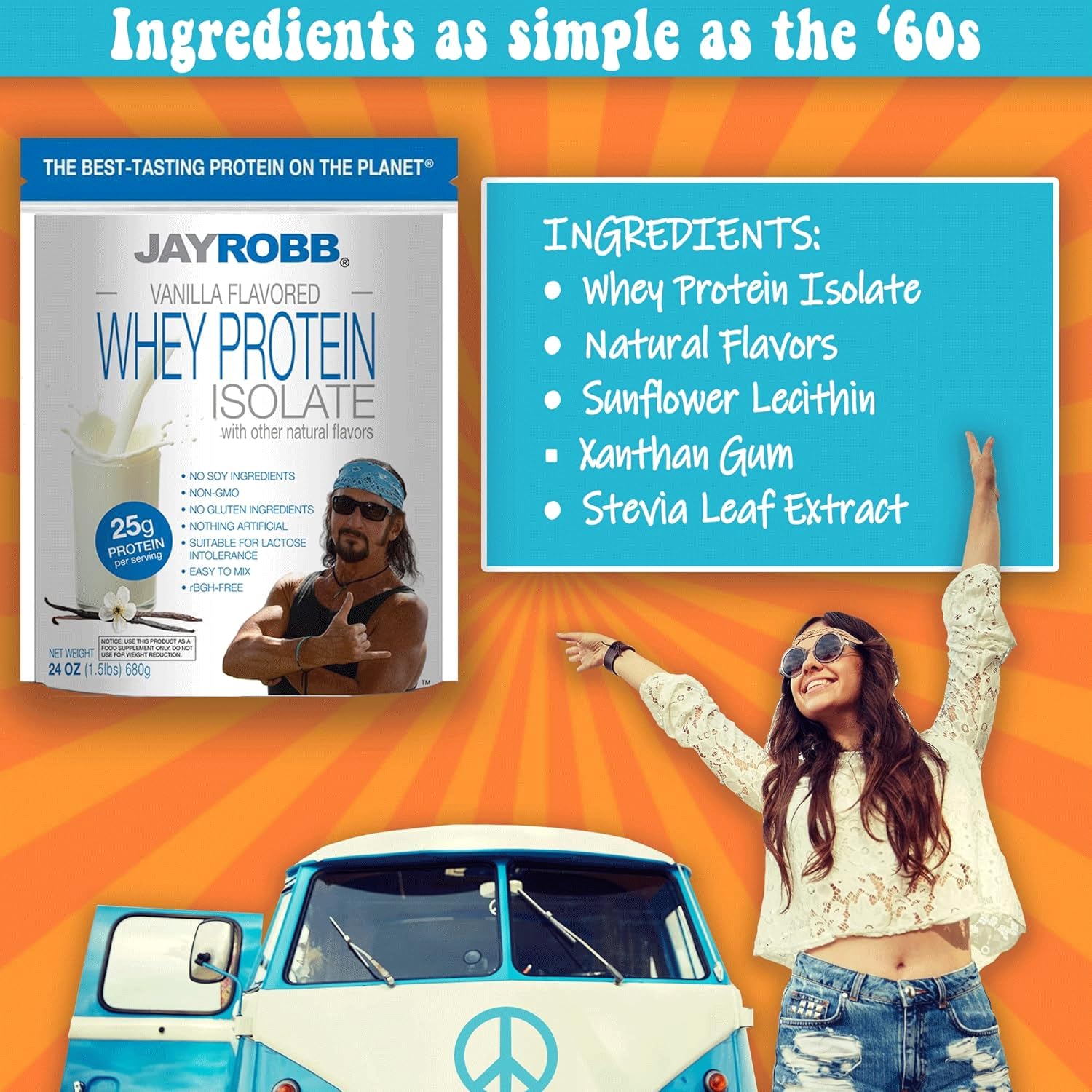 JAYROBB Whey Protéine Vanille, ingrédients naturels, sans additifs artificiels