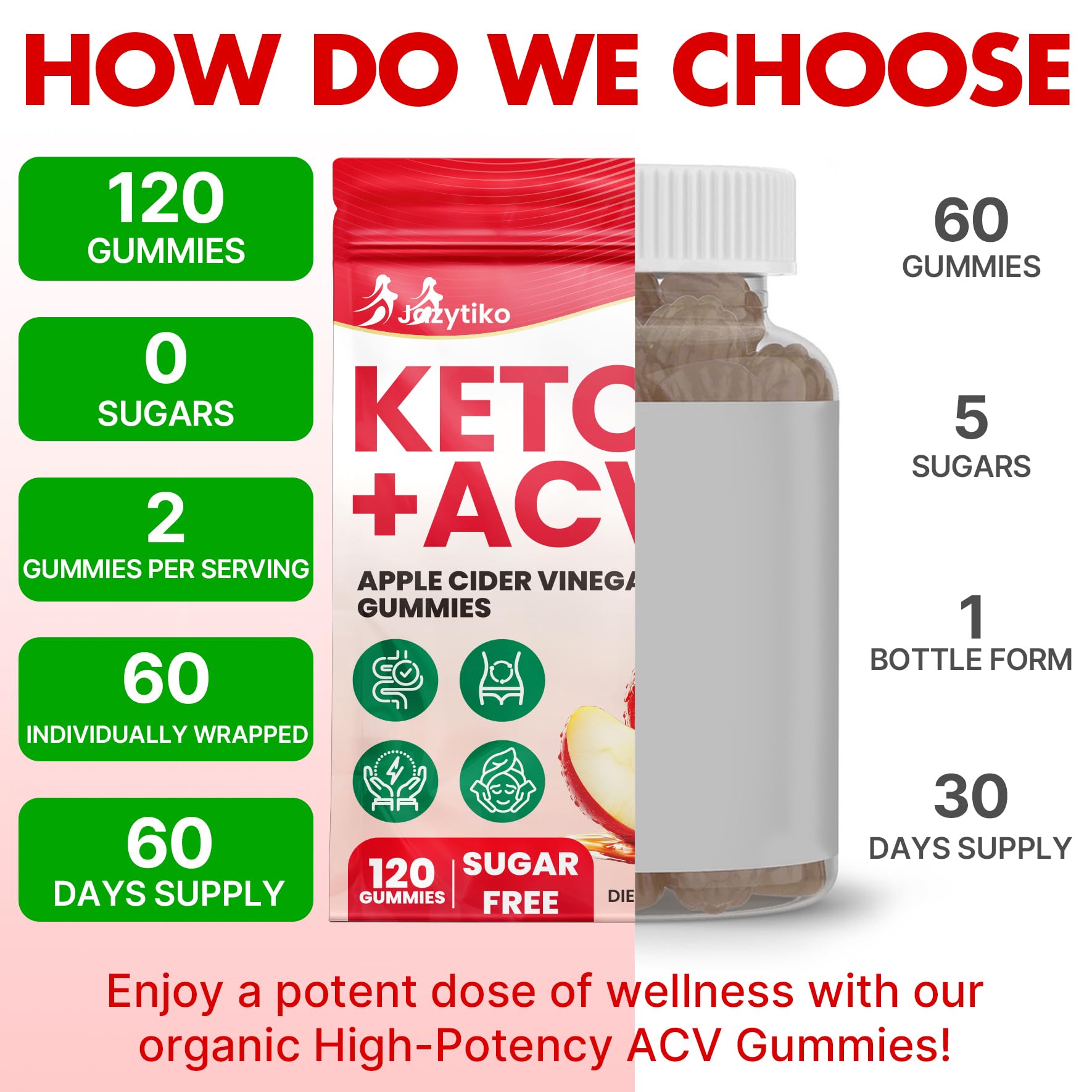 Gommes Jazytiko vegan sans sucre, adaptées à un régime végétalien.