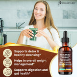 JB Wellness Co ingrédients naturels: armoise, noix noire et herbes pour détox douce.