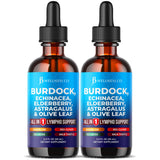 Gouttes JB Wellness Co sur bouteille de bardane, drainage lymphatique potentiel