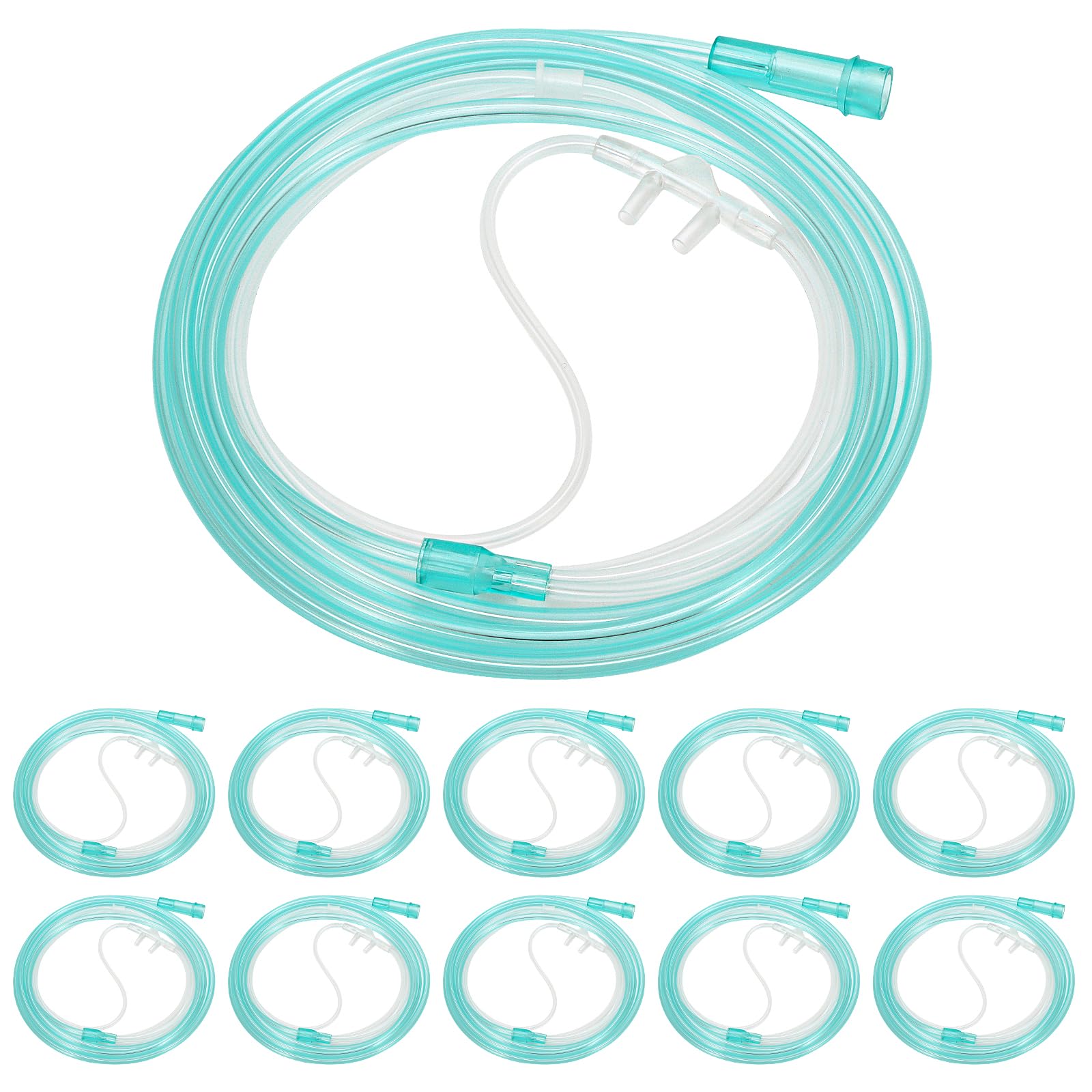 Canule nasale Jckuncad 7 pieds oxygène verte, confort durable sur le visage.