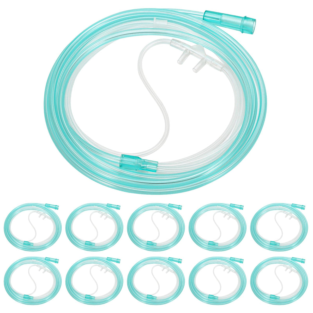 Canule nasale Jckuncad 7 pieds oxygène verte, confort durable sur le visage.