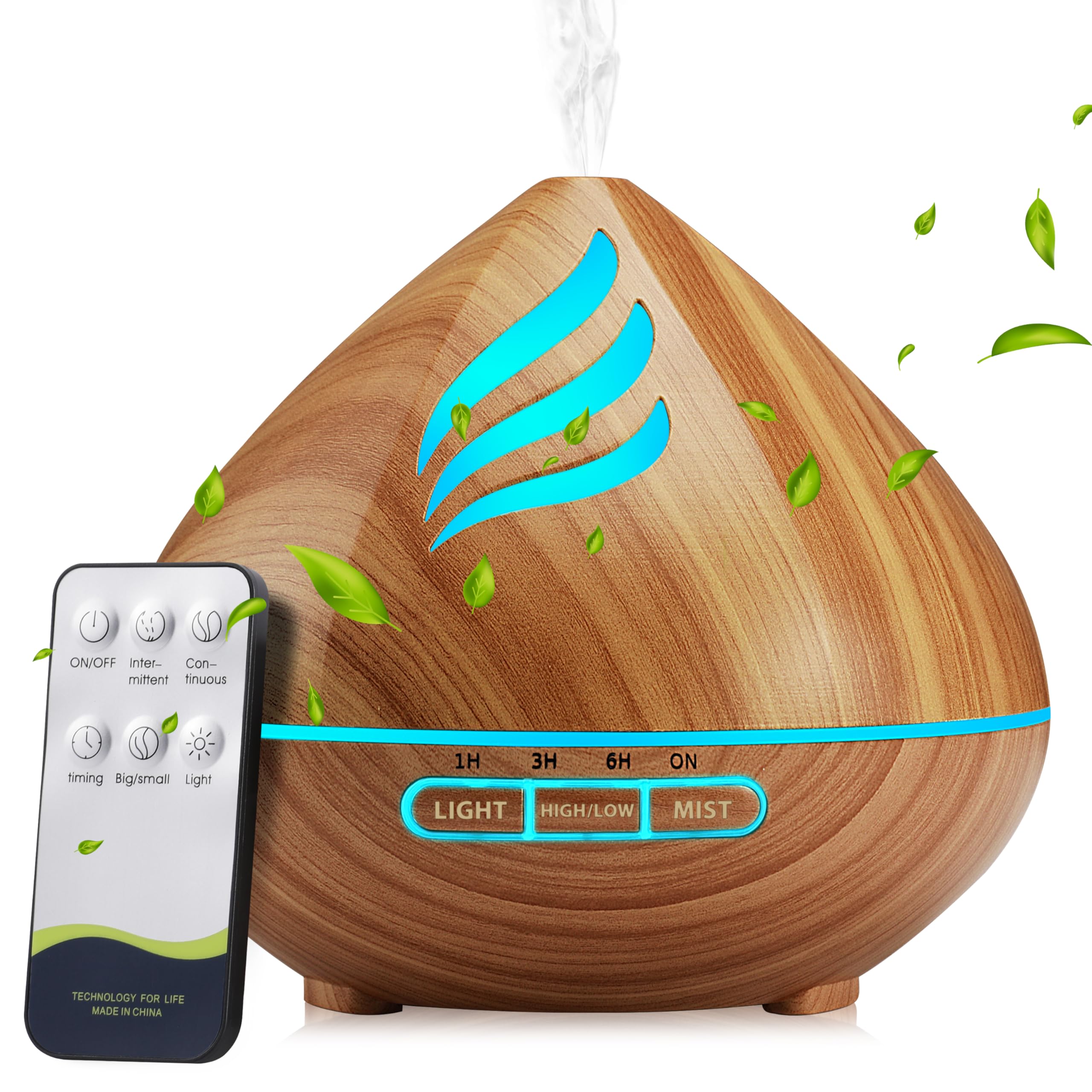 Diffuseur JcrAsZZF 500 ml avec télécommande pour aromathérapie à domicile.