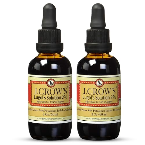 J.CROW'S Lugol's 2% dans une bouteille de 59 ml, source d'iode fiable.