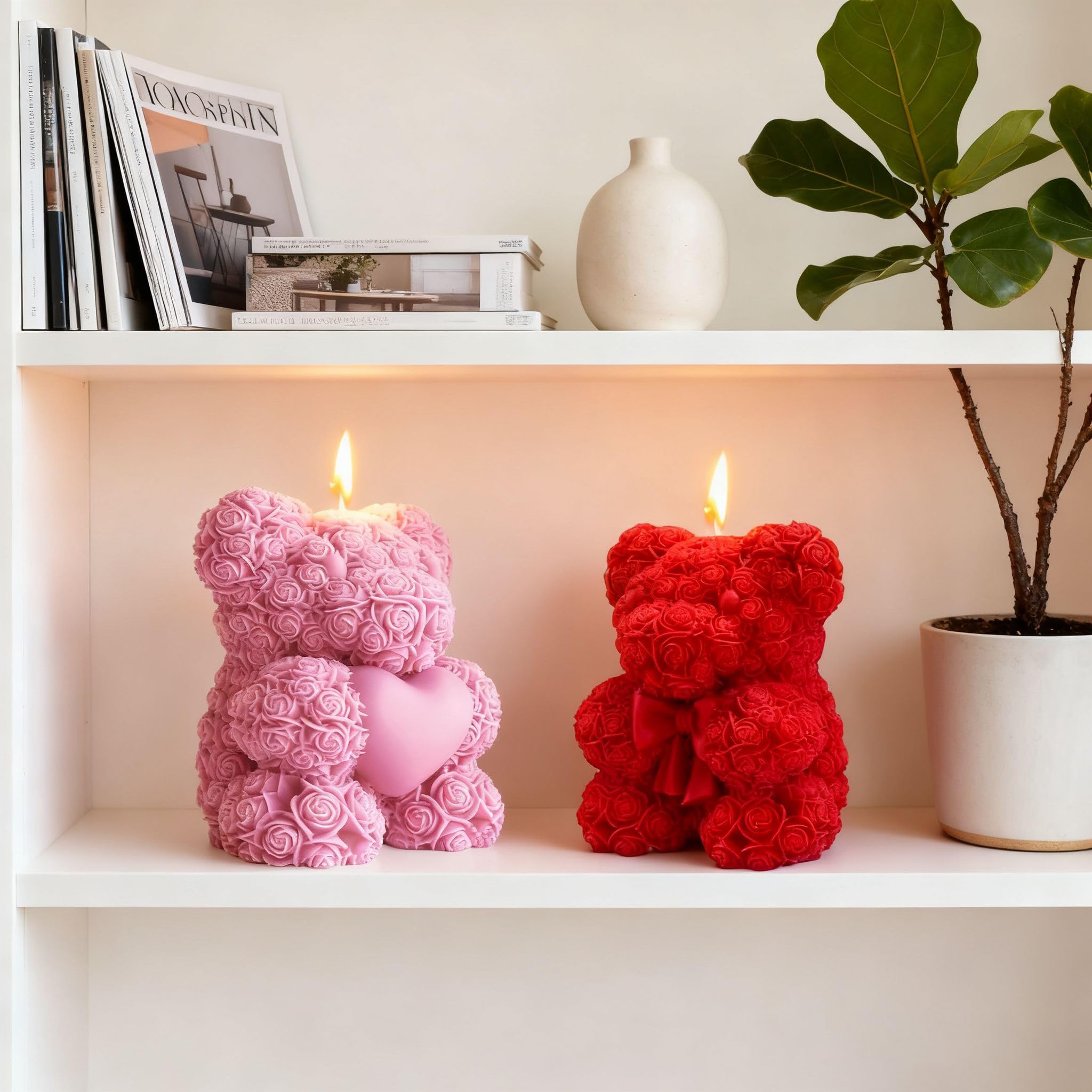 Bougie décorative JDH Silicone rose teddy pour mariage ou séance photo.