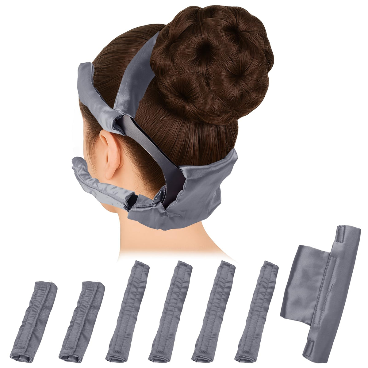 JDVBDNK couvre-bandeau satin gris CPAP, protège les cheveux et réduit les frottements