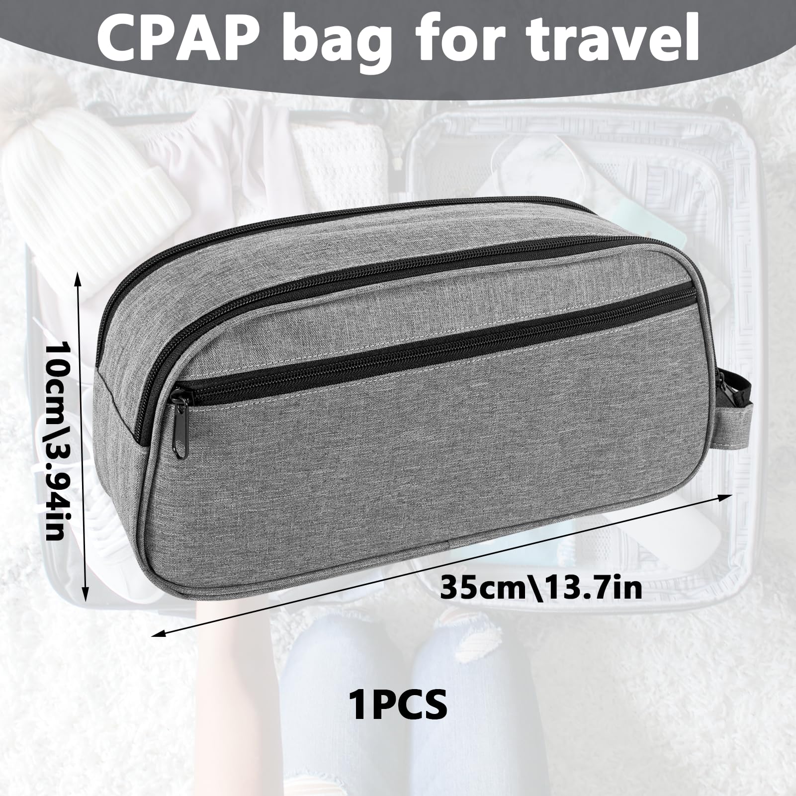 JDVBDNK Sac CPAP AirMini, ouverture zippée facilitant l'accès rapide à l'appareil.