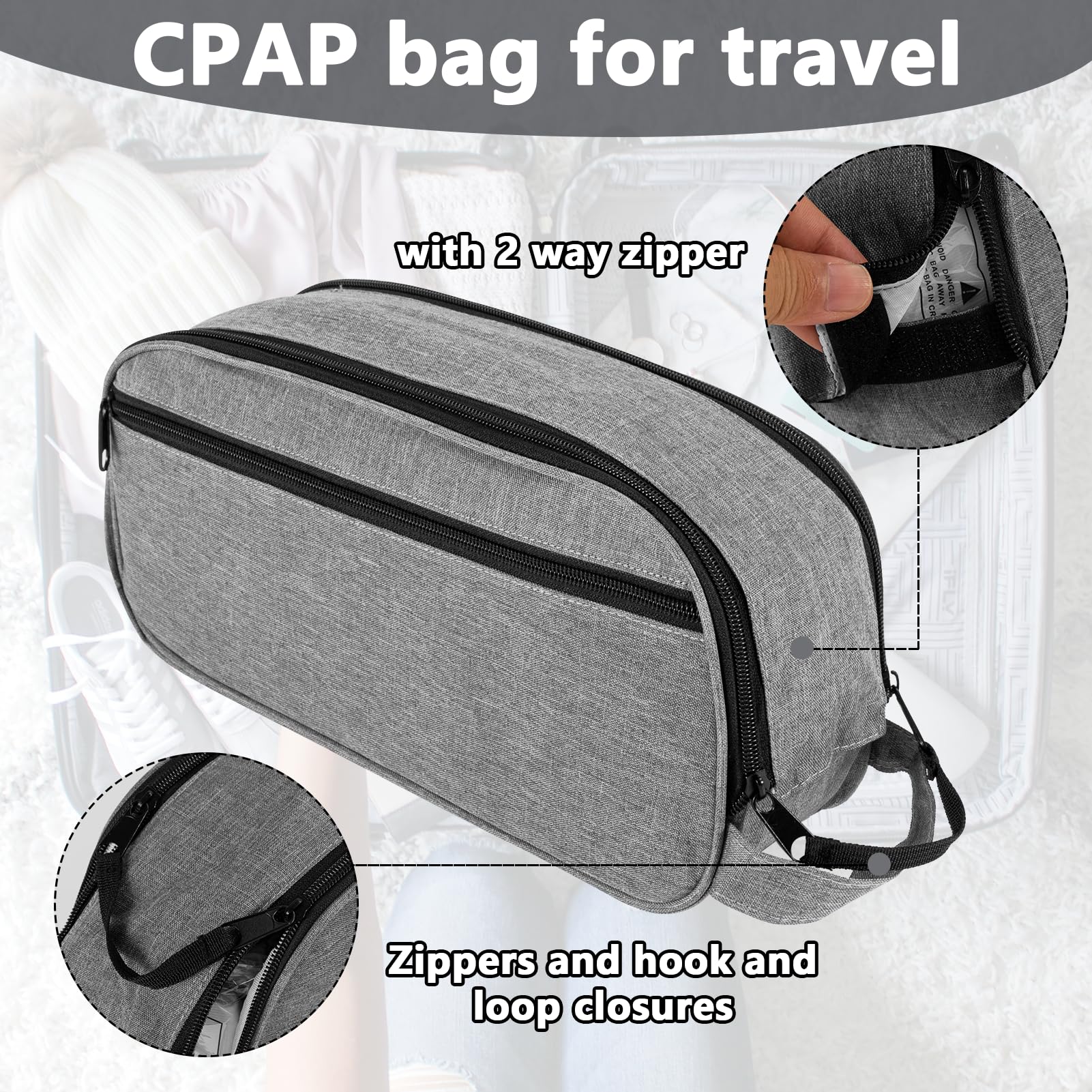 JDVBDNK Sac CPAP AirMini, protection intérieure rembourrée absorbant les chocs.