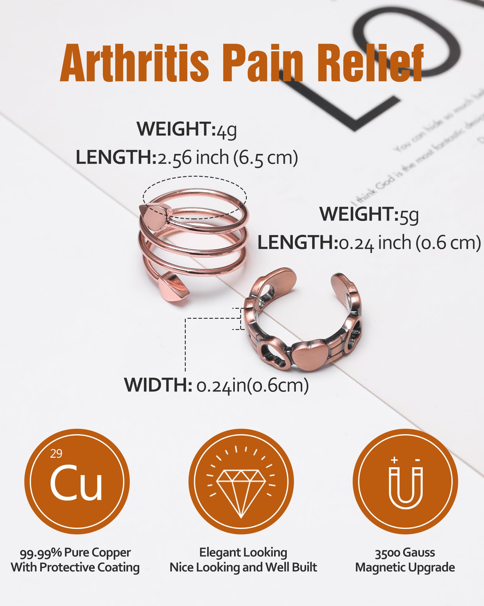 Sans nickel et hypoallergenique, bague cuivre Jecanori convient a la peau sensible.