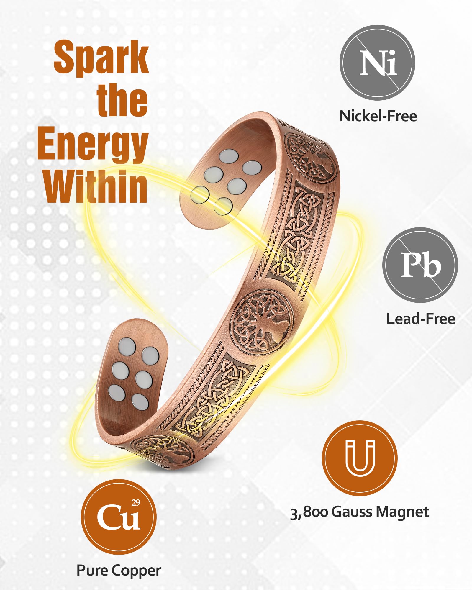 Jecanori bracelet cuivre homme — arbre de vie, design élégant et significatif