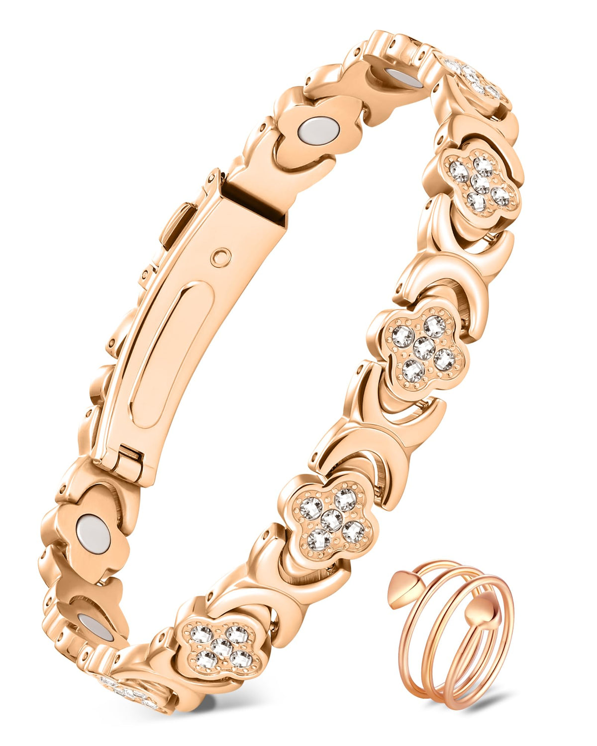 Jecanori bracelet cuivre magnétique pour femmes, texture lumineuse et confort quotidien.