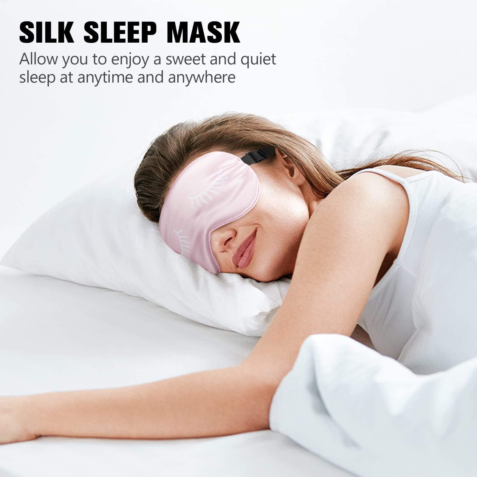 Idéal en voyage: masque Jecery en soie pour dormir en avion.
