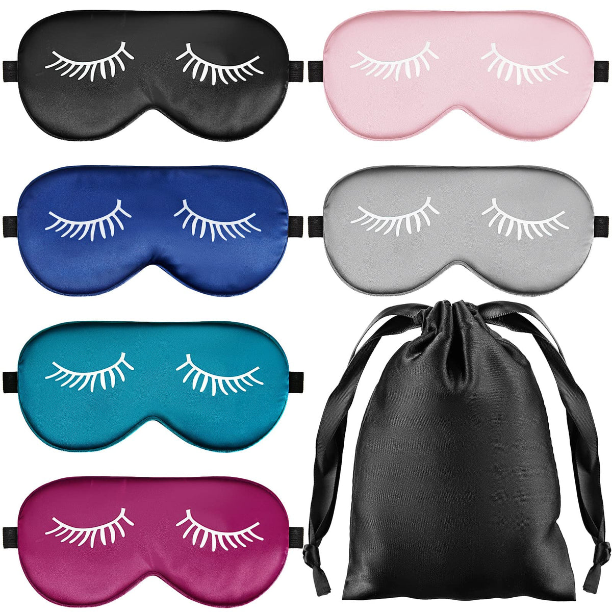 Masque Jecery en soie, ensemble de 6 pièces pour un sommeil paisible.