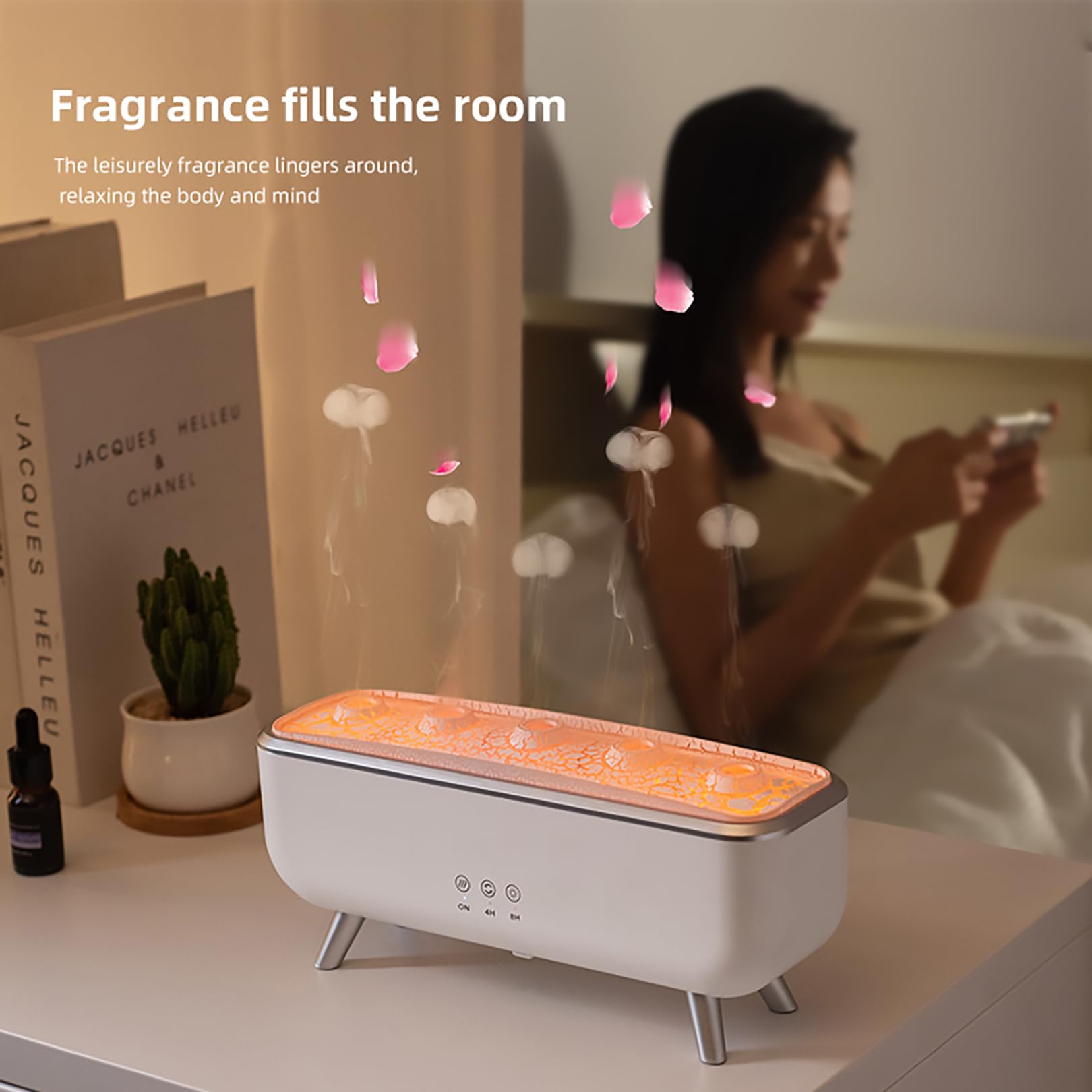 Diffuseur Jellyfish: minuterie 4H/8H pour humidité adaptée.
