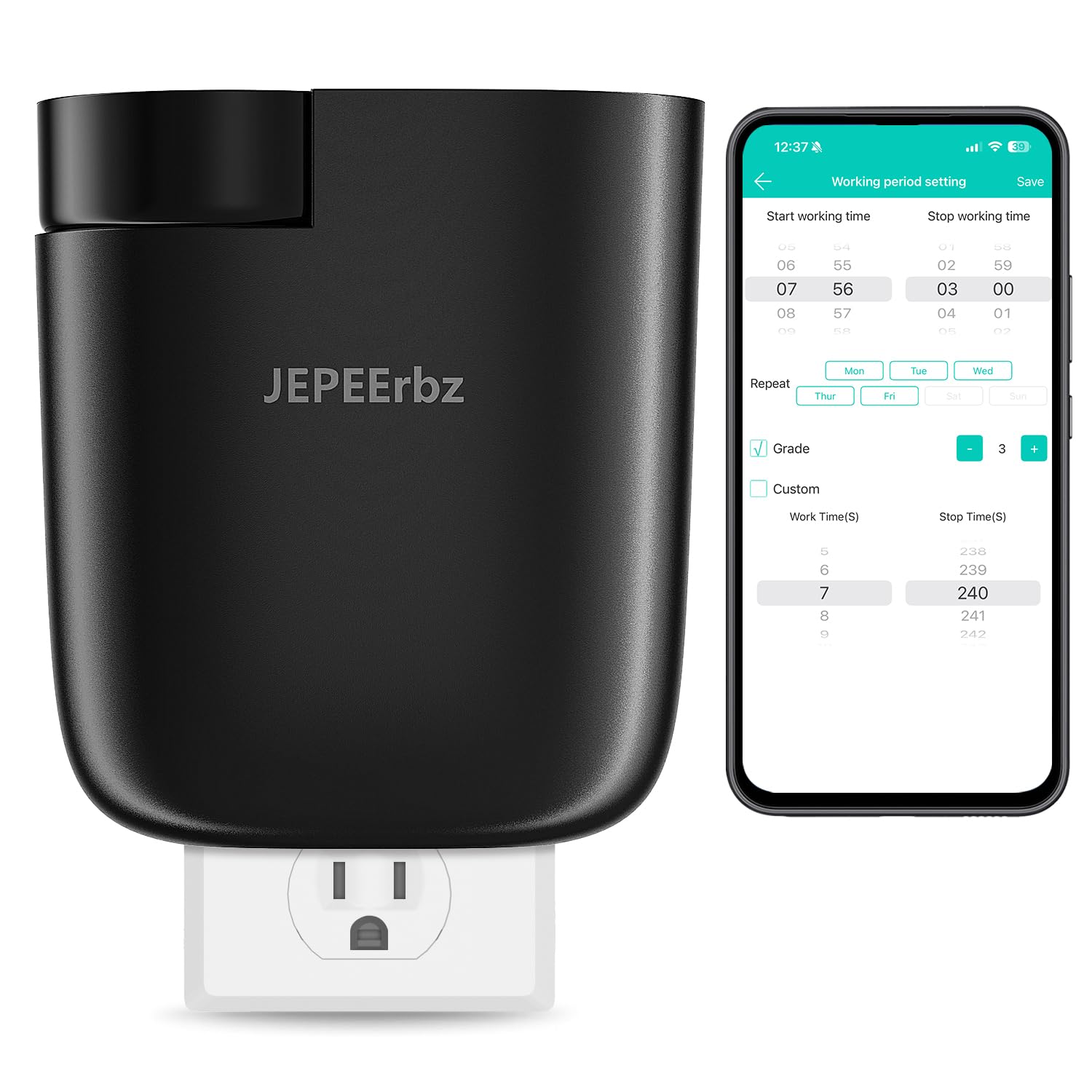 JEPEErbz Diffuseur sans eau mural noir, diffusion homogène sur 46 m².