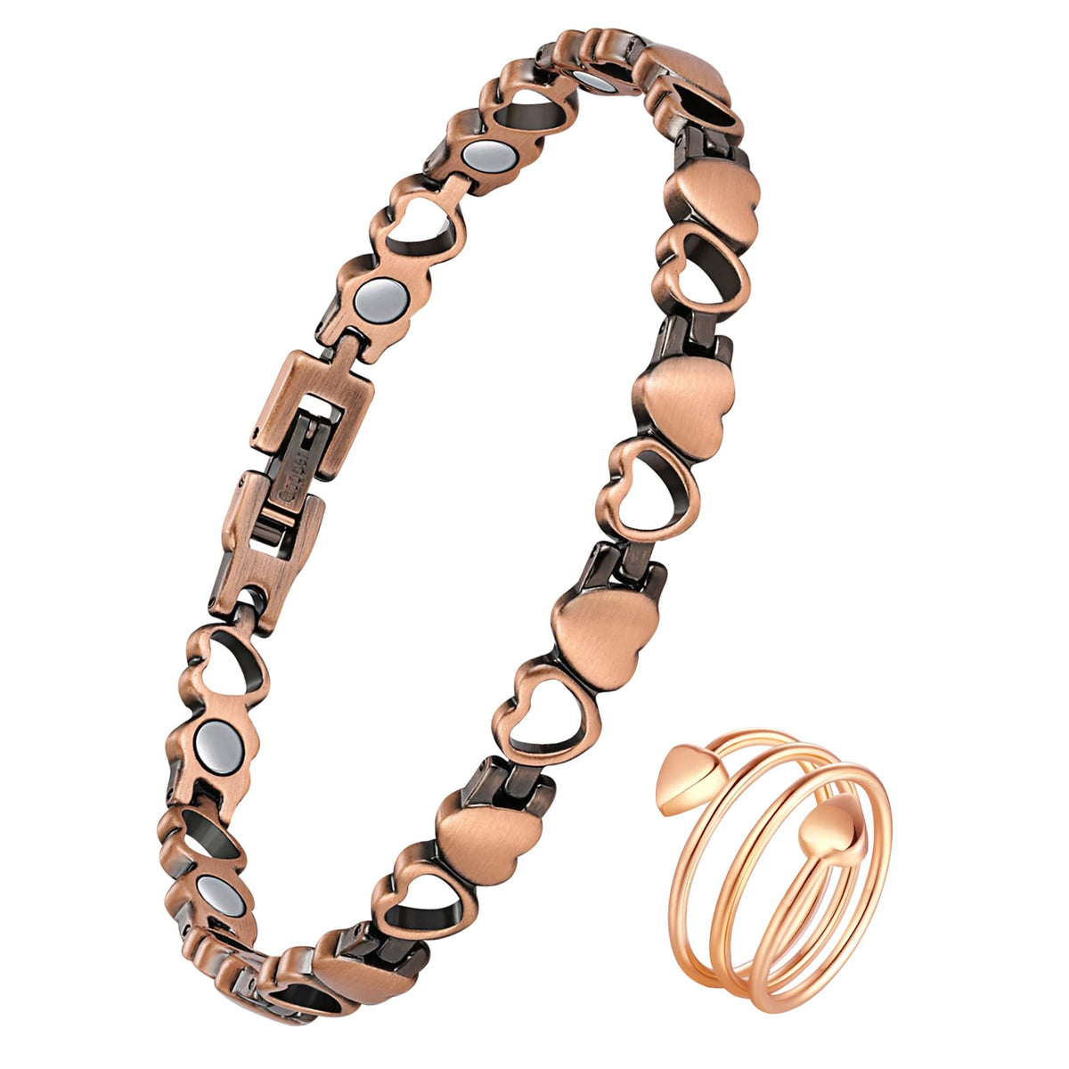 Bracelet cuivre magnétique Jeracol pour femme, soutien potentiel à la relaxation au quotidien.