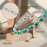 Quatorze aimants neodymes sur le bracelet JEROOT pour énergie et soutien quotidiens.