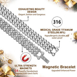 JEROOT Bracelet magnétique en acier inoxydable 316L, durable et hypoallergénique.