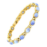 Bracelet magnétique JEROOT en titanium turquoise, allure élégante et durable.